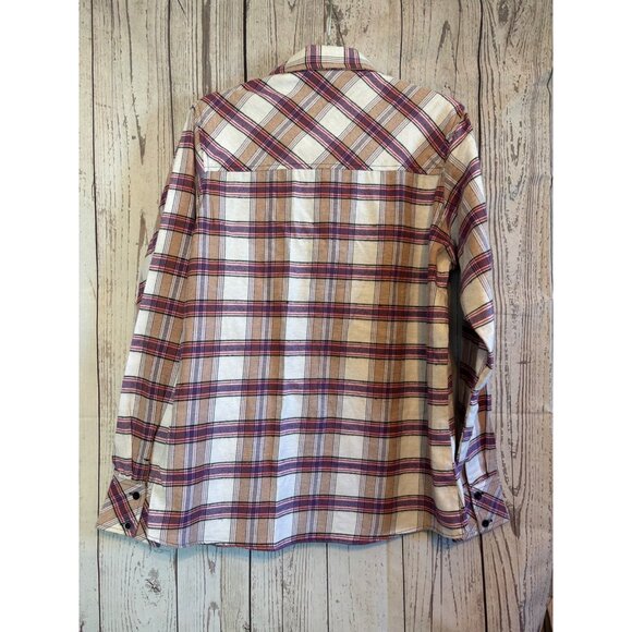 BTC Red & Tan Plaid Flannel Casual Shirt Size Large - Picture 5 of 5